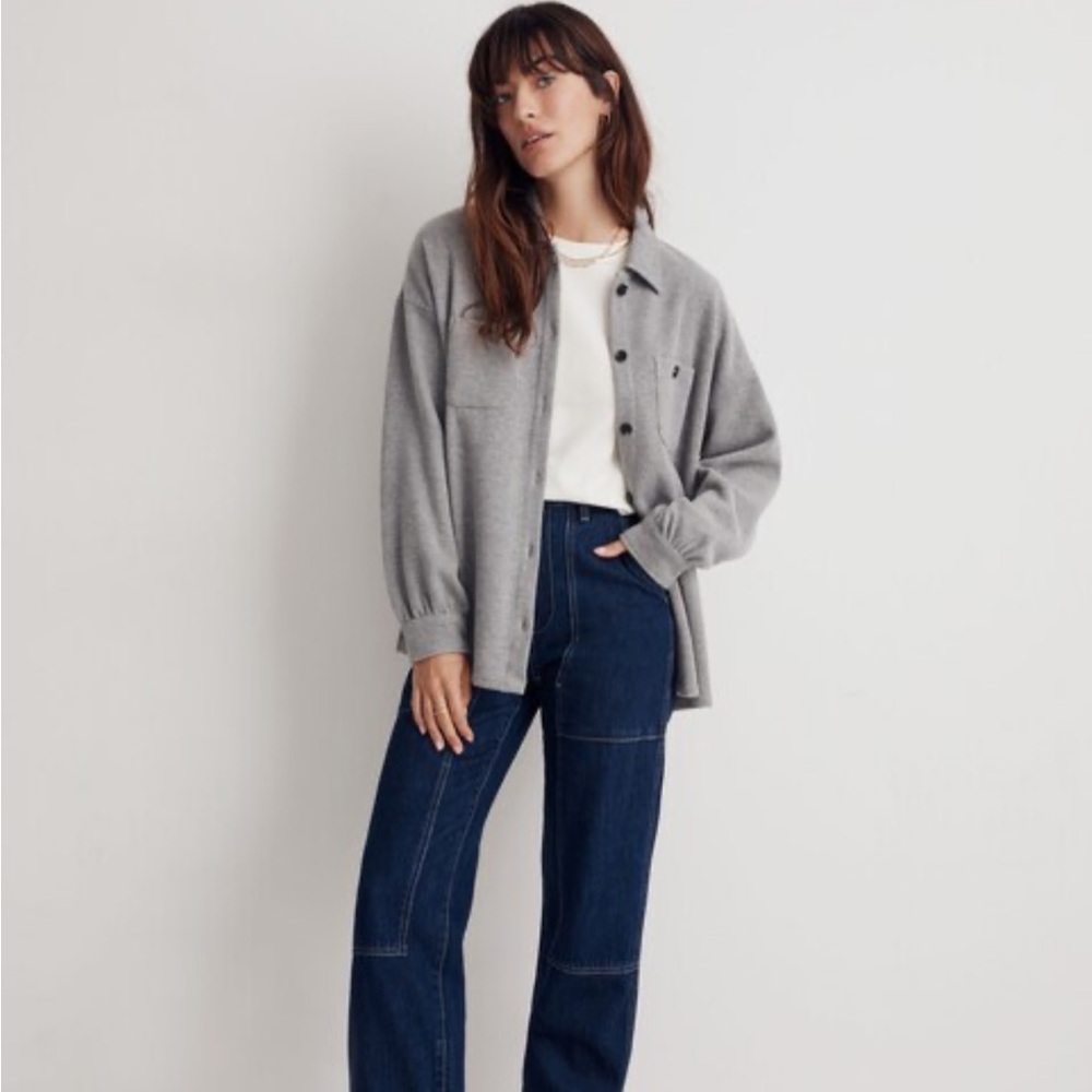 Madewell Gray Button Down Double-Faced Shirt Jack… - image 3